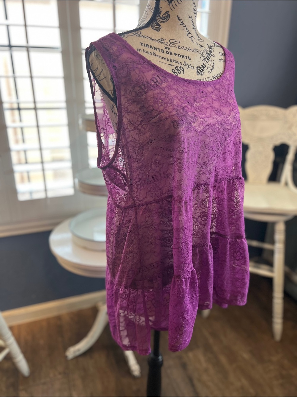 torrid Purple Lace Tiered Sleeveless blouse